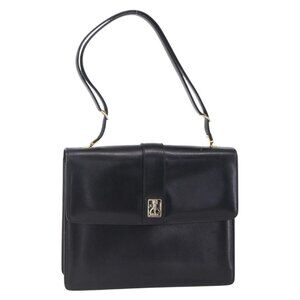 Authentic Burberrys Nova Check Shoulder Bag Leather Black Gold